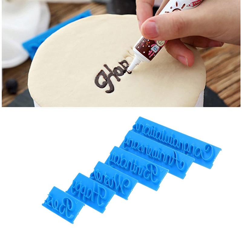 6Pcs Words Cake Mould DIY Handwritten Letter Printed Stamp Mould Bakery Suppl... gallery