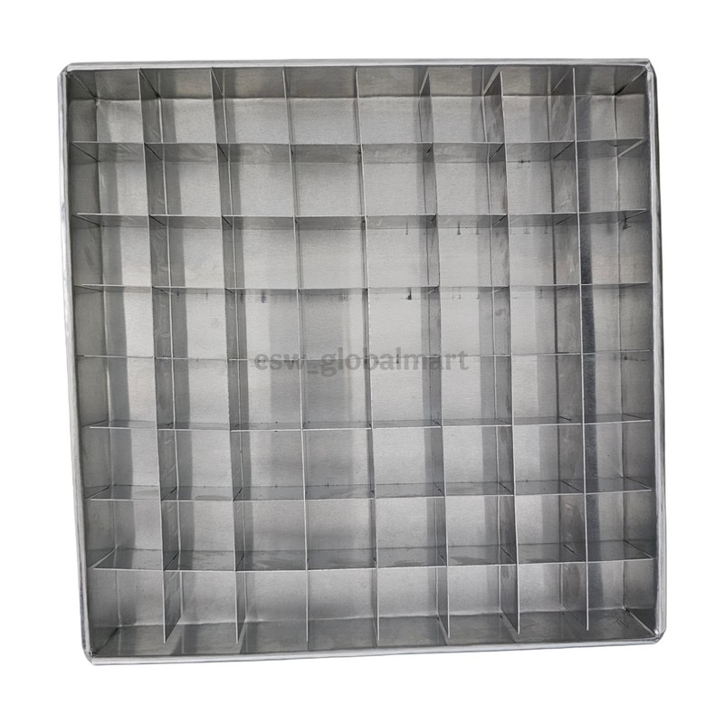 Brownie Divider Pan 64 Slot 10x10x1 Inch Grid Aluminum Baking Mold Cake