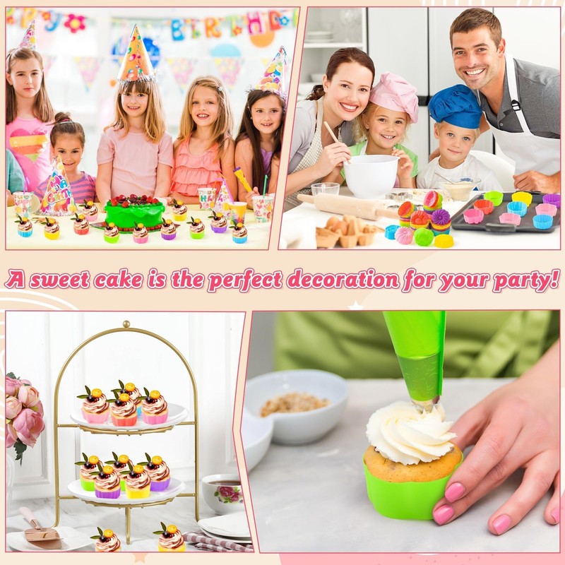 42Pcs Silicone Molds Cupcake 2 Inch Mini Size Reusable Muffins Liners gallery