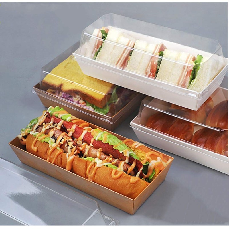 50 Pack Paper Charcuterie Boxes with Clear Lids 7.5'' Brown Disposable Food gallery