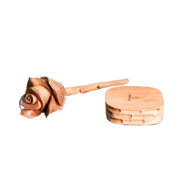 Camellia Bees Wooden Rose Wood Anniversary Flower Gift For Valentines Mothers gallery