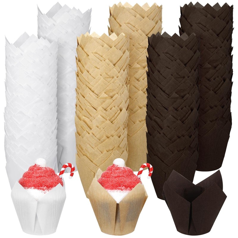 Mini Tulip Cupcake Liners 600 PCS Mini Non Stick Muffin Paper Liners Mixed
