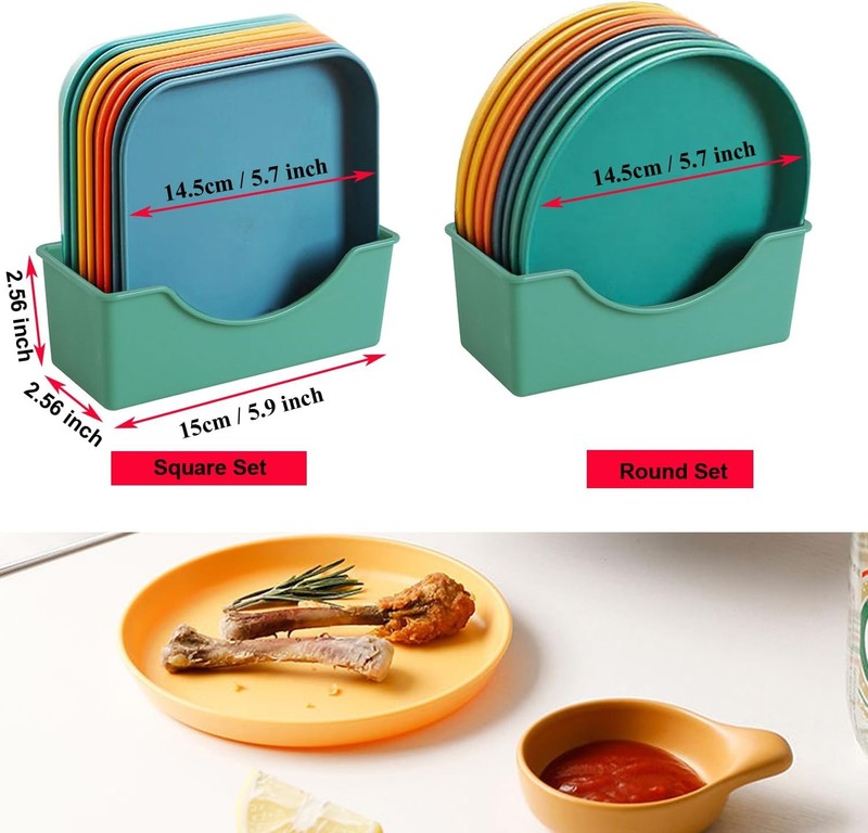 Appetizer Salad Plates, Dessert, Snack, Fruit Plate Set, Reusable Round gallery