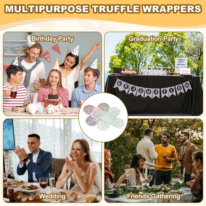 25PCS 4 Inch Truffle Wrappers for Wedding Birthday, Iridescent Color gallery