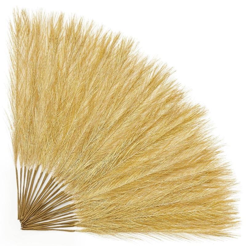 Alecono Pampas Grass 17In Gold Decor For Home Decoration Faux Pampas Grass