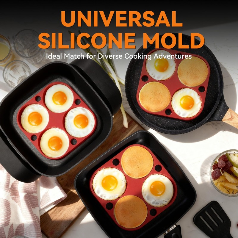 Bakers Friend 4 Round Silicone Egg Rings Frying Pancake Shaper Nonstick gallery