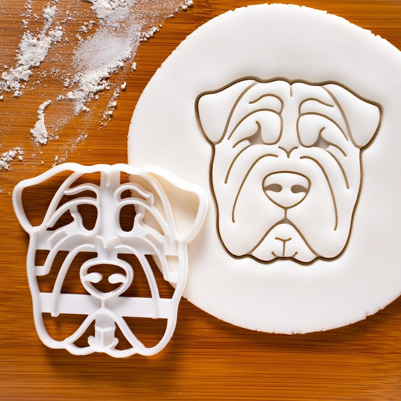 Shar Pei Face Cookie Cutter – dog portrait treats rescue adoption animal shelter