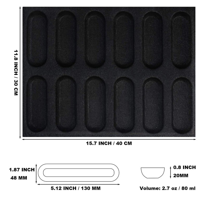 Silicone Perforated Bread Mold for Baking, 12 Individual Oblong Baking Forms,... gallery