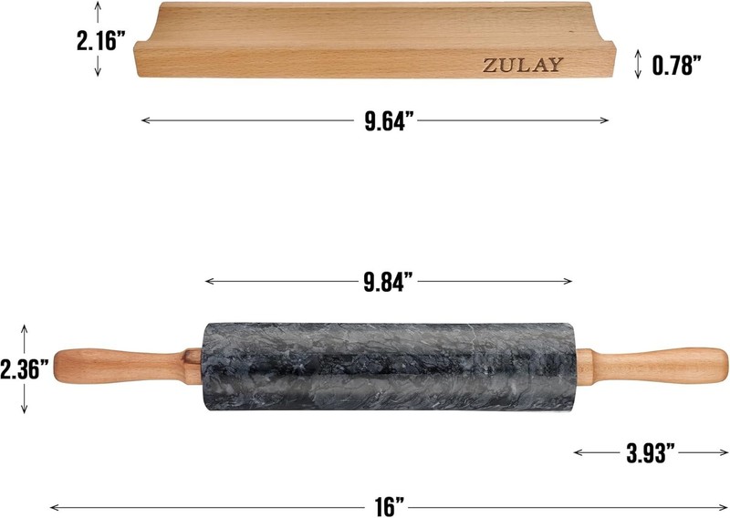 17-Inch Polished Marble Rolling Pin Set gallery