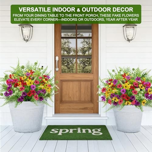 16 Bundles 7 Styles Artificial Flowers for Outdoors, UV Resistant No Fade Fake gallery