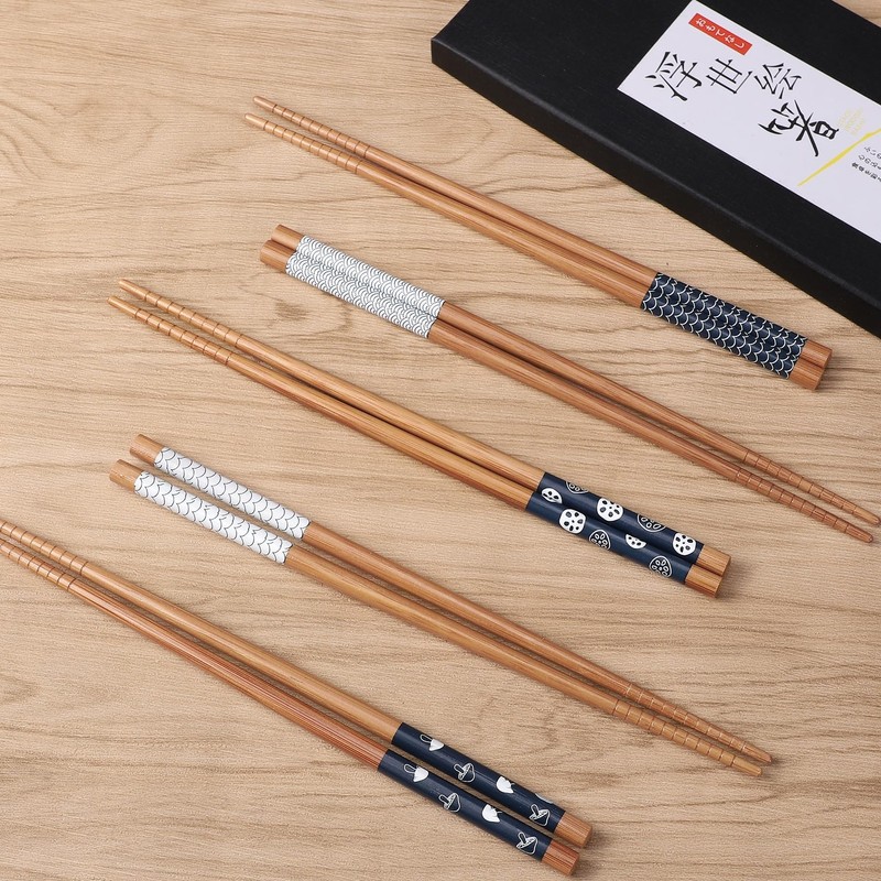 5 Pairs Bamboo Chopsticks Reusable Chop Sticks Japanese Style Bamboo Chopstic gallery