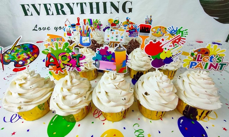 36Pcs Art Paint Party Cupcake Toppers Painting Brush Cake Cupcake Picks gallery