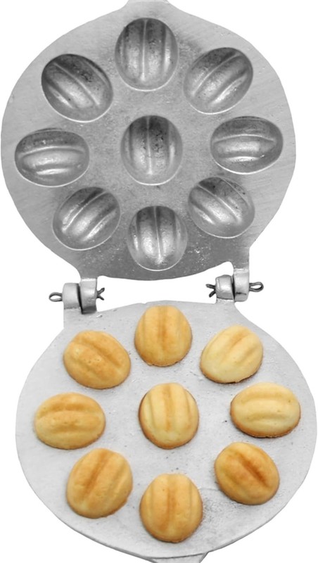 Walnut Cookie Mold Maker 9 Shells Oreshki Baking Pan Aluminum Cookie Press