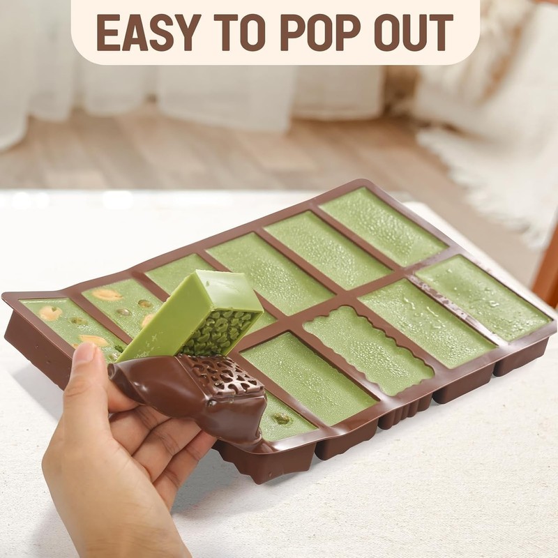 12 In 1 Chocolate Molds, 1 Inch Deep Dubai Silicone Chocolate Bar Mold with 1... gallery