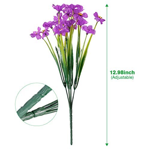 JEMONG 20 Bundles Artificial Flowers Outdoor UV Resistant Fake 20Bundles Purple gallery