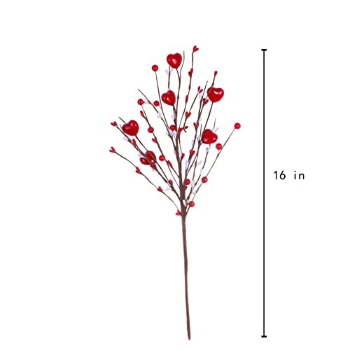 Valentine’s Day Gifts,6 Pcs Artificial Berry Flower Stems Heart Shaped Red gallery