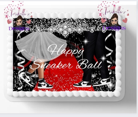 Sneaker Ball Edible Image Edible Prom or Birthday Tennis Shoe Party Cake Topper