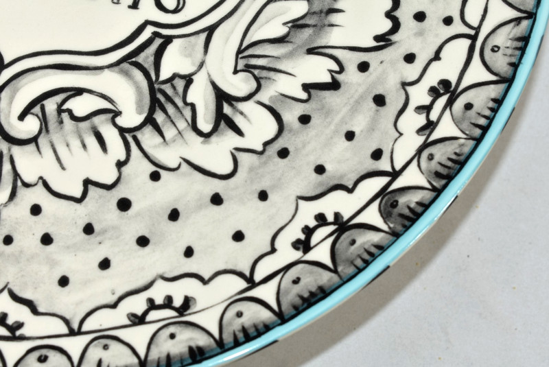 Molly Hatch Anthropologie Think Happy Thoughts Cake Stand Plate 14" Collectible gallery