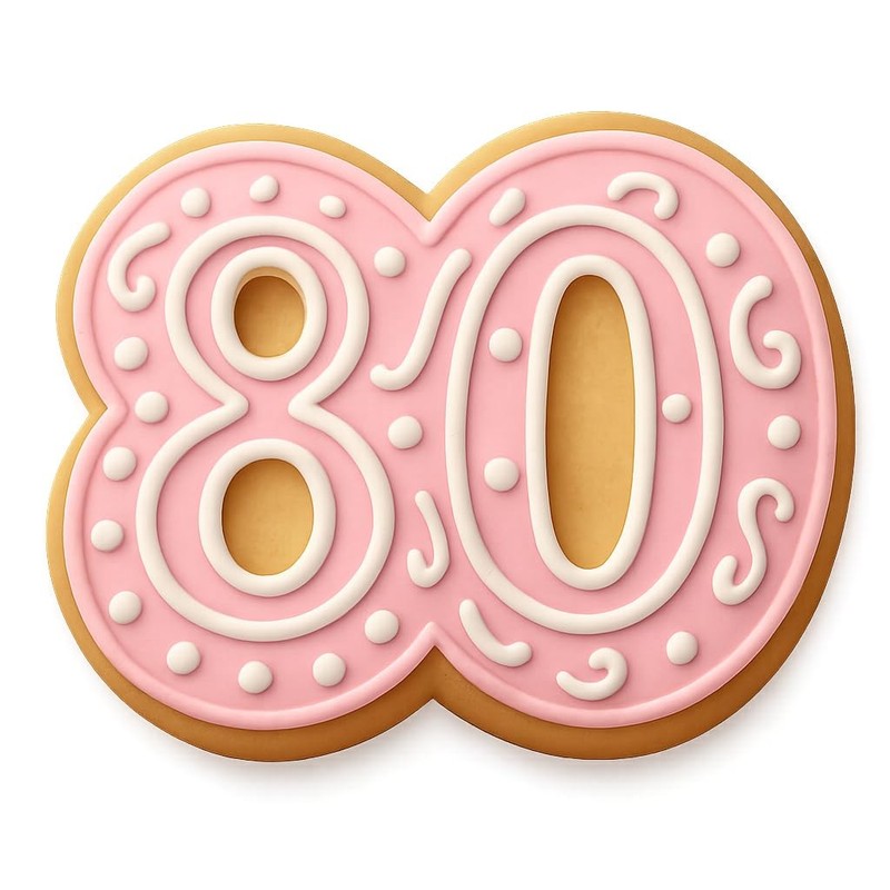Bold 80th Birthday Cookie Cutter & Stamp, Fondant & Clay - 4x3.2 gallery