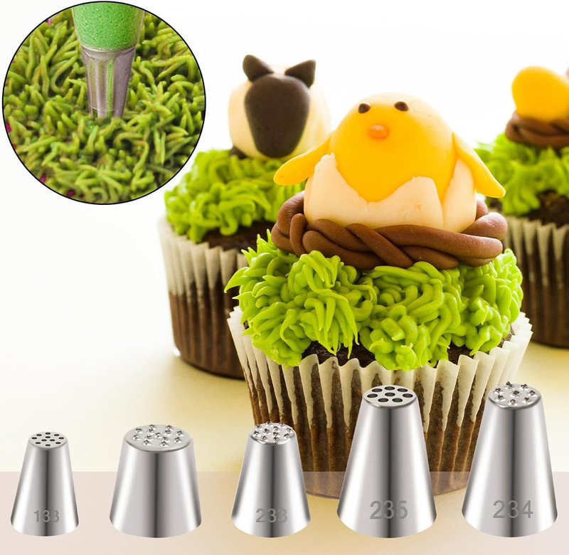 5Pcs Grass Piping Tip, Stainless Steel Grass Icing Tip, Cake Decorating Tips Pip gallery