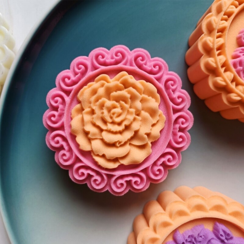 Moon Cake Mold with 4 Seals- Rose Peony Plum Blossom- Mold Set Pressed Cookie gallery