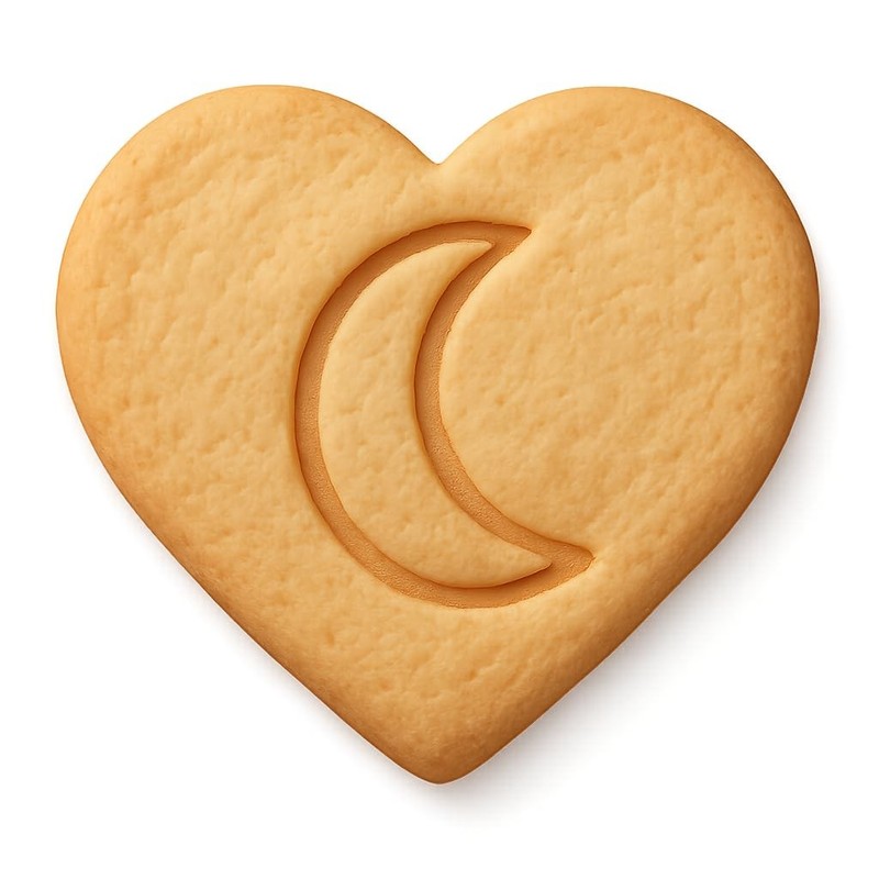Heart with Moon Cookie Cutter & Stamp, Fondant & Clay – 4×3.8