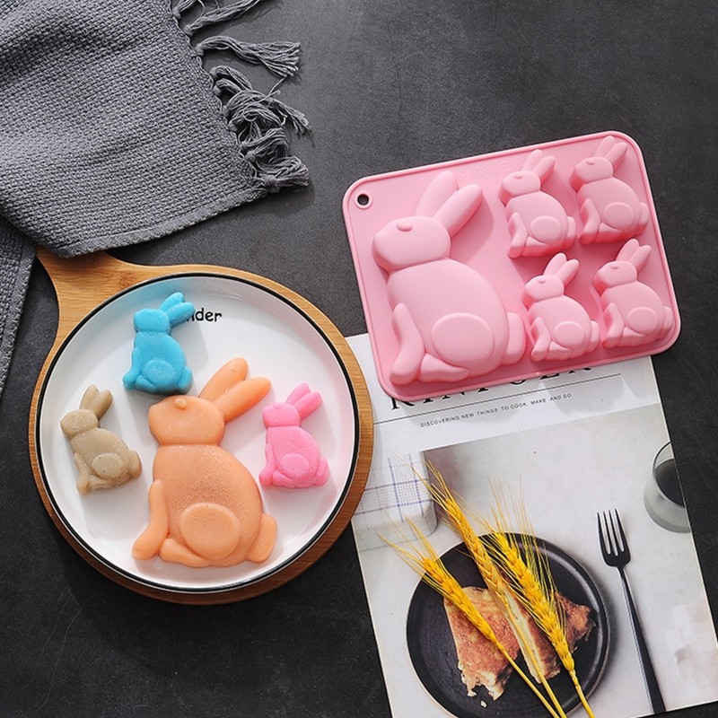 5 Cacities Silicone Rabbit Mousse Moulds Fondant Mould Chocolates Molds 2 Colors gallery
