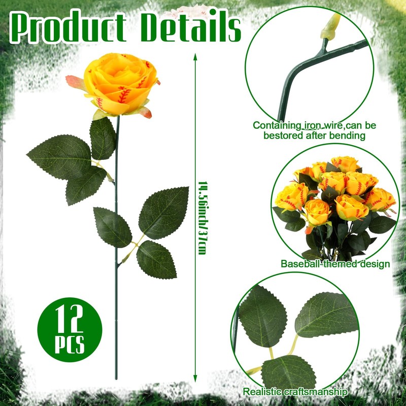 Suncalla 12 Pcs Softball Rose Leaves Bulk Artificial Fake Rose Decor Softball gallery