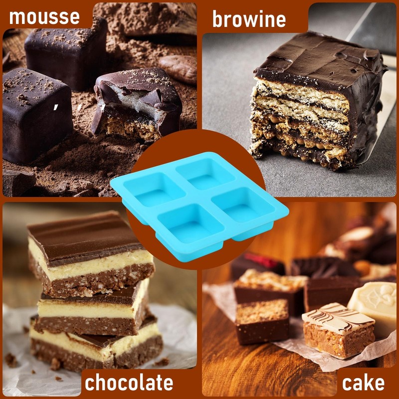 4 Cavity Chocolate Covered Cookie S'mores Molds, 3Pcs Silicone Square Molds R... gallery