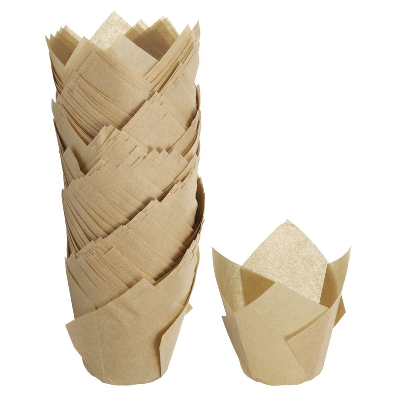 150Pcs Tulip Baking Cups Cupcake Muffins Liners Paper(3.1″ x 2″, Brown)