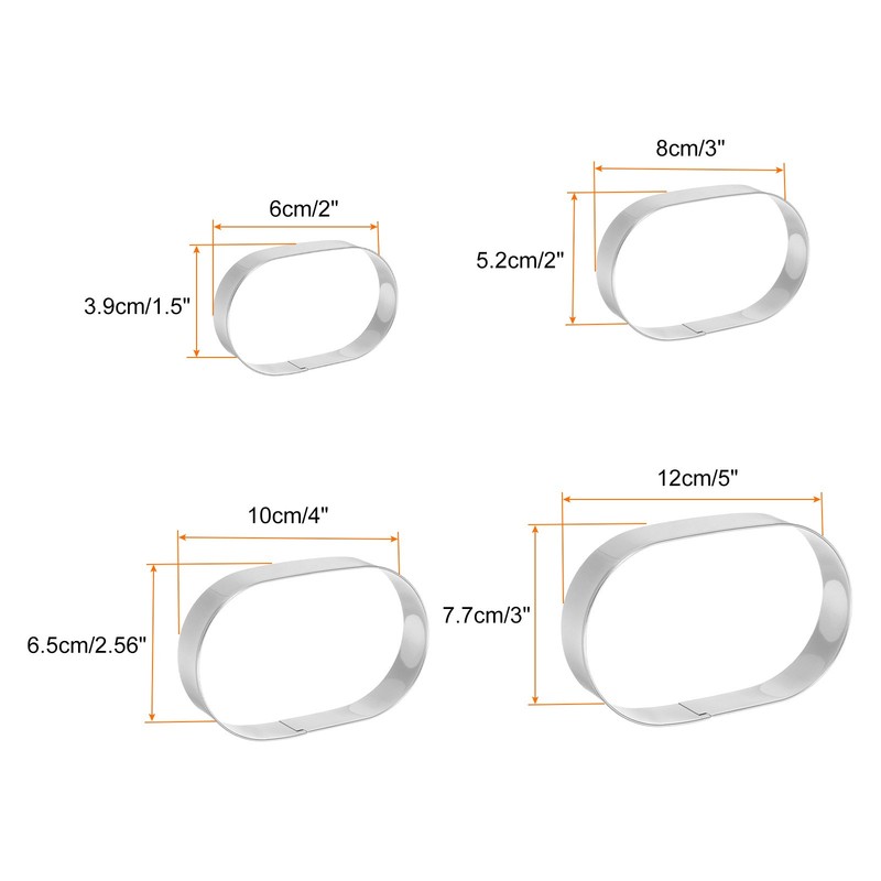 Oval Cookie Cutter Set Assorted Sizes Stainless Steel Geometric Biscuit Cutters gallery