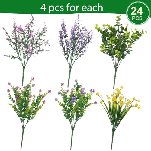 Pcs Bundles Artificial Flowers Outdoor, Faux Artificial 24 Multiple Color gallery