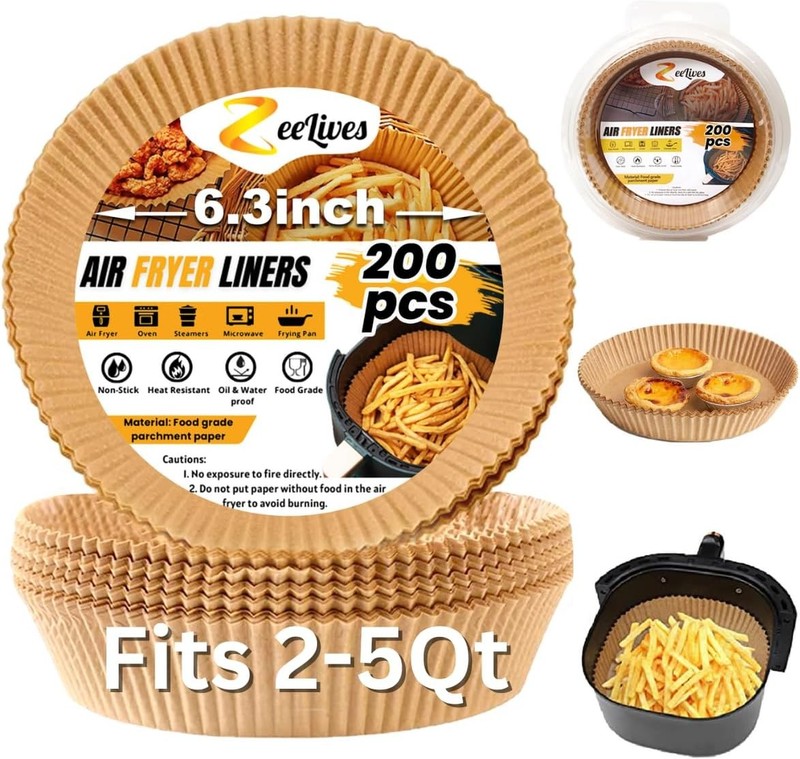 Air Fryer Paper Liners (Fits 2-5Qt) – 200 Pcs Non-Sti Airfryer Paper