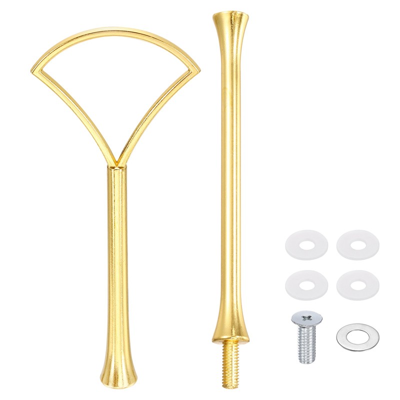 Cake Tray Stand Handle 2-Tier Dessert Plate Hardware Fittings Gold