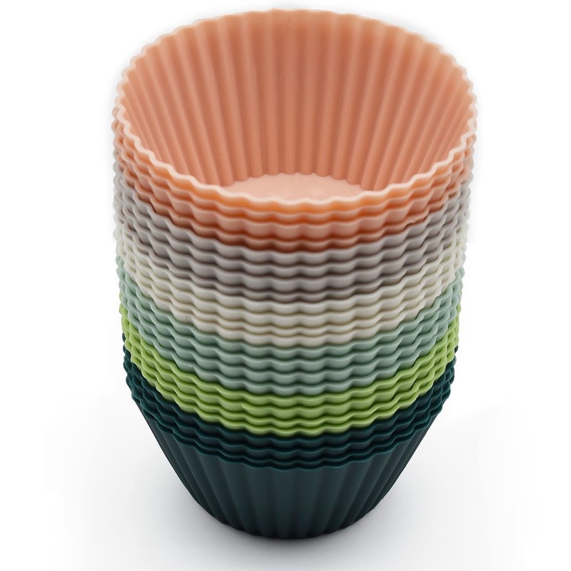 Reusable Silicone Cupcake Baking Cups 24 Pack 2.75 inch Non-stick Muffin Liners