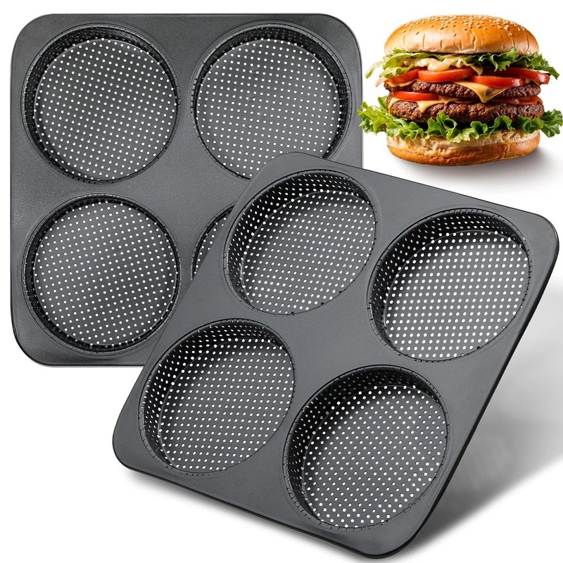 5″ Large Hamburger Bun Pan Nonstick Bun Pans for Baking Heavy Gauge Carbon St…