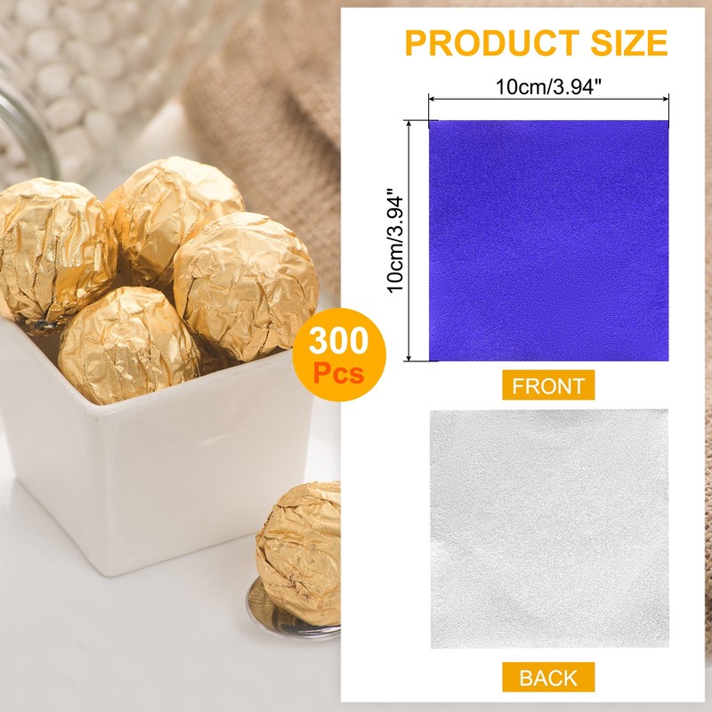 300pcs Candy Foil Wrappers,4 x 4Inch Chocolate Bar Wrappers(Orange Peel,Blue) gallery