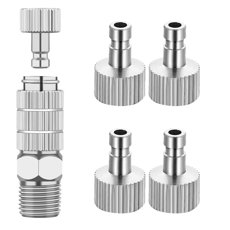 ABEST Airbrush Quick Release Disconnect Coupler Kit – 1/8″ AB-117M5, Silver