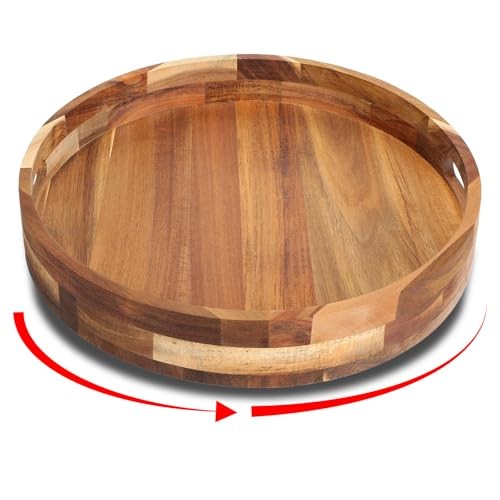 en Lazy Susan for Table Top-12 Inch Wooden Lazy Susan Turntable Acacia Wood gallery