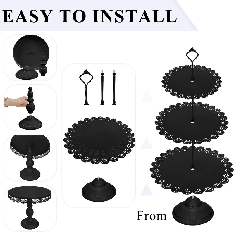Set of 9 Cake Stands Metal Cupcake Stand Set Multiple Styles Candy Fruit Disp... gallery