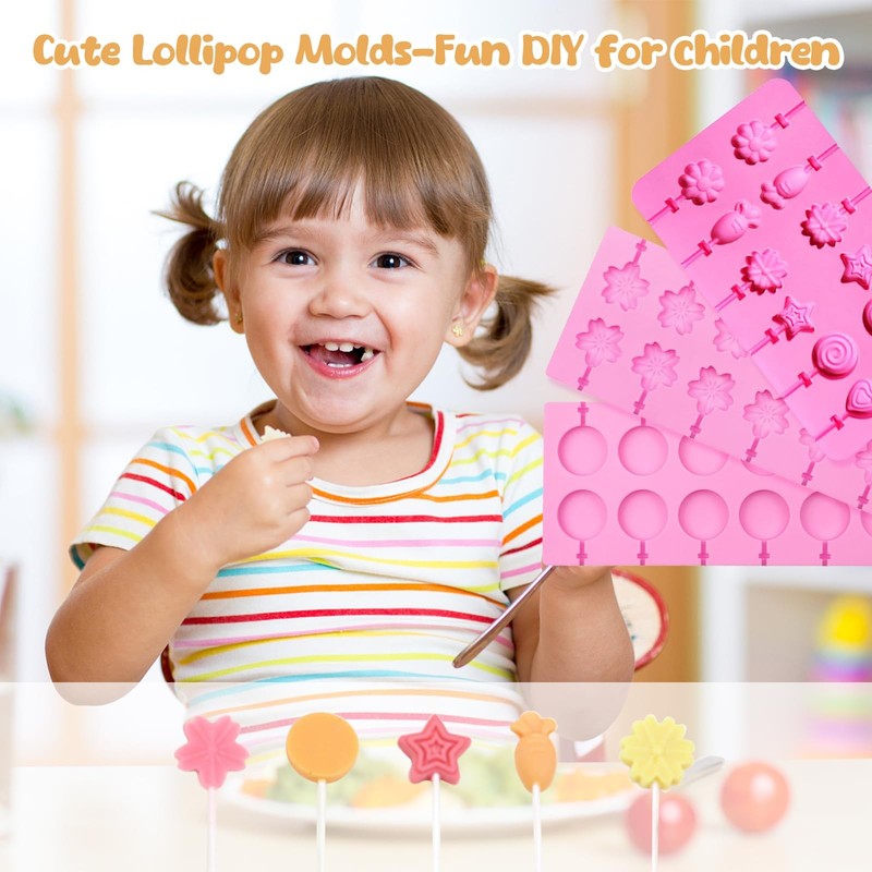 3 Pack Silicone Lollipop Molds 12 Cavity with Sticks Bags gallery