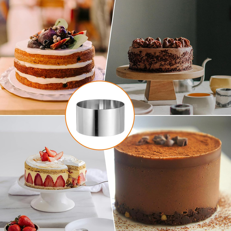 4PCS round Cake Ring 4 X 2 Inch Seamless Stainless Steel Pastry Mousse Dessert R gallery