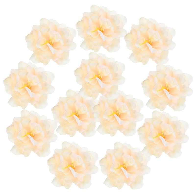 12-Pack Artificial Flowers Bulk, Champagne Fake Chrysanthemum Floral for DIY