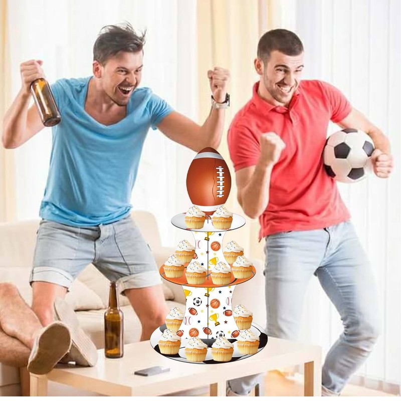 Sports Ball Party Cupcake Stand Sports Birthday Party Decorations 3 Tier Foot... gallery