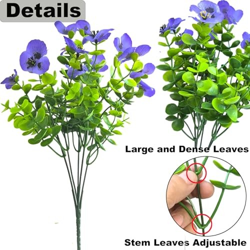 Artificial Flowers for Outdoors Fake Plants Spring Decor 14 Purplewhiteyellow gallery