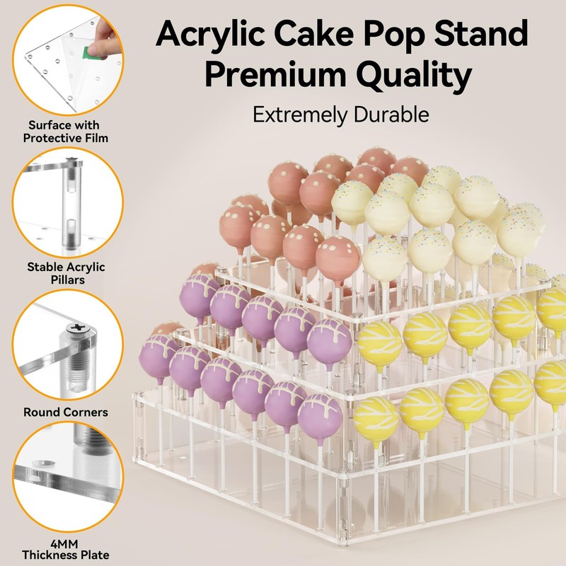 Cake Pop Stand, 72 Holes Lollipop Display Holder for Cake pops Sticks, Desser... gallery