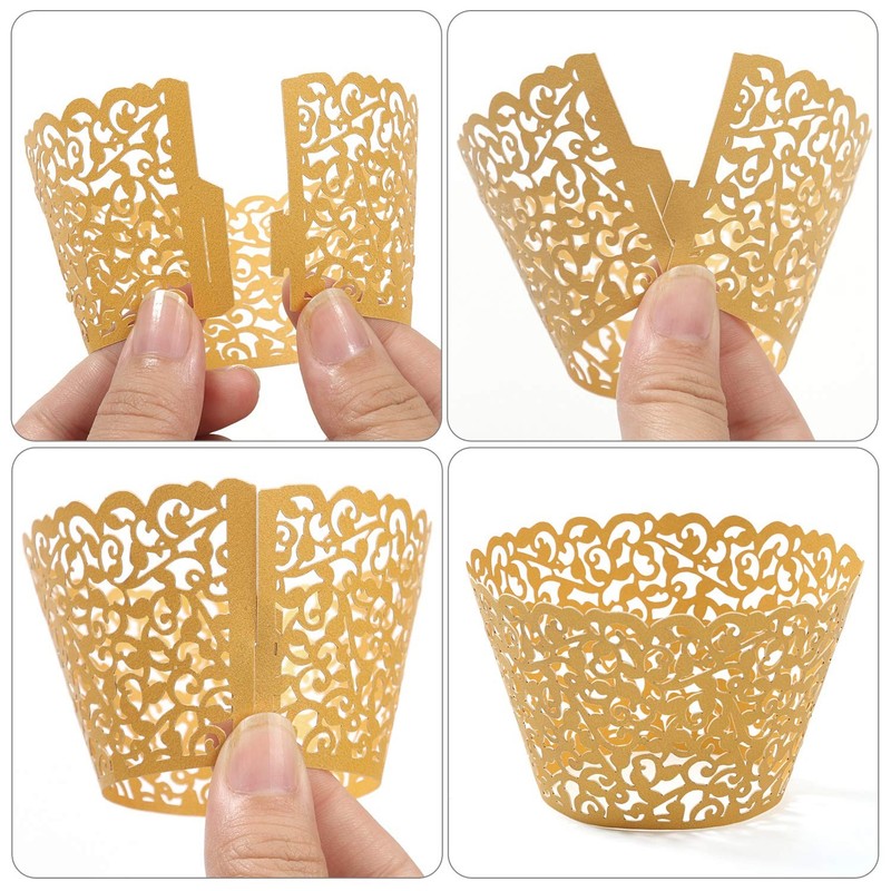 120 PCS Pink Vine Laser Cut Cupcake Wrappers, Artistic Bake Cake Paper Cups gallery