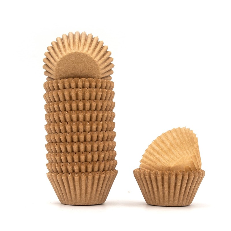 Mini Cupcake Liners, Premium Greaseproof Paper Baking Cups, 320-Count, Nature