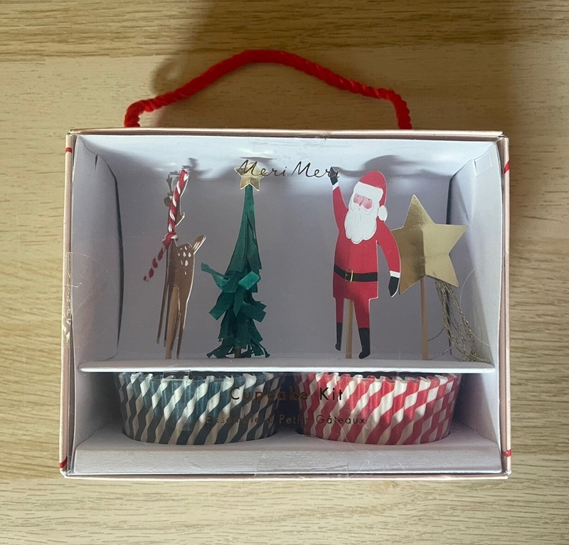Meri Meri Christmas Holiday Cupcake Kit Santa Reindeer Picks NIB | Makes 24