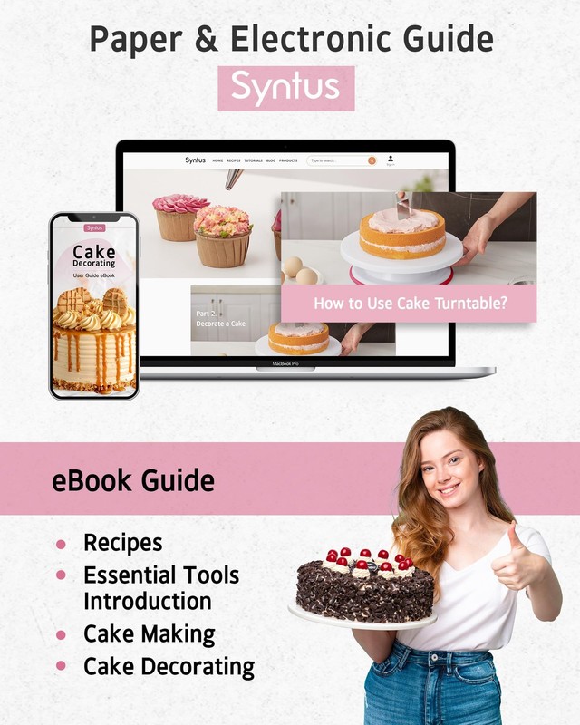 Syntus 65 PCs Cake Decorating Kit with Stand Turntable, 11", White gallery
